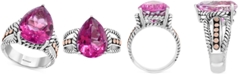 EFFY Collection EFFY&reg; Pink Topaz Ring (10-7/8 ct. t.w.) in Sterling Silver & 18k Rose Gold